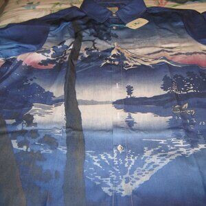 NWT 2XL Stunning View of Mt. Fuji with reflection Royaura Hawaiian Shirt